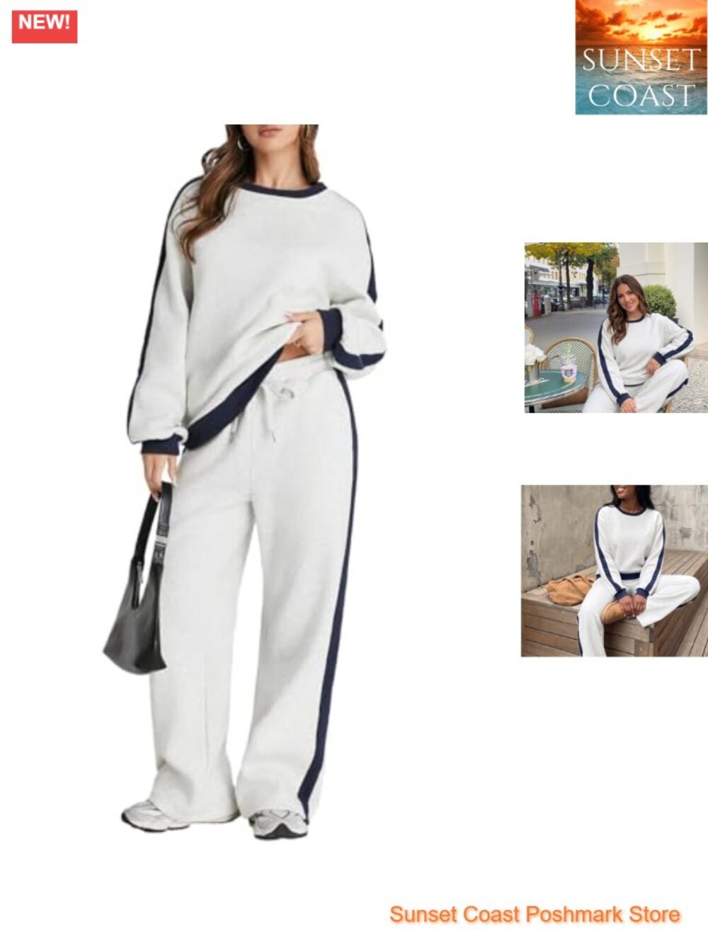 Fleece 2 Piece Sweatsuit Set Long Sleeve Crewneck Sweatshirt & Drawstring Pants